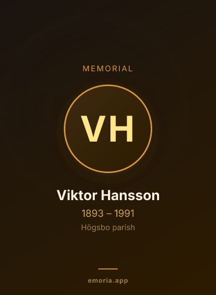 Memorial portrait of Viktor Hansson