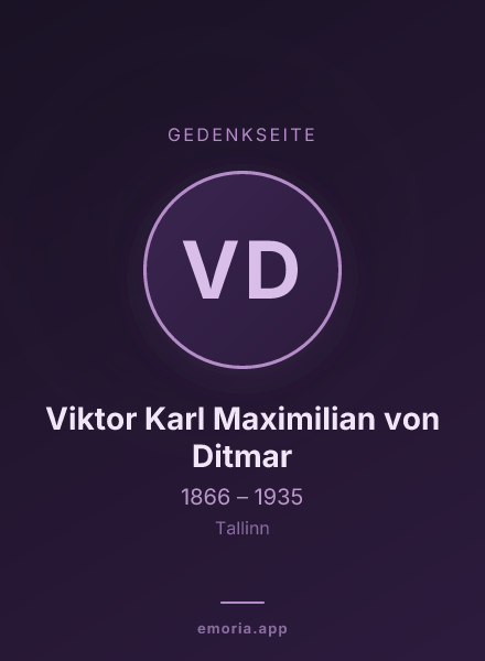 Gedenkportrait von Viktor Karl Maximilian von Ditmar