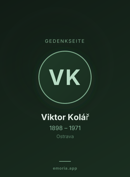 Gedenkportrait von Viktor Kolář