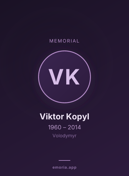 Memorial portrait of Viktor Kopyl