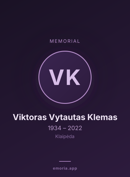 Memorial portrait of Viktoras Vytautas Klemas