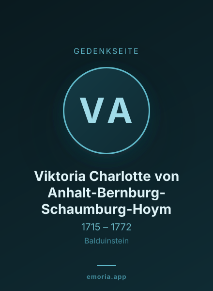 Gedenkportrait von Viktoria Charlotte von Anhalt-Bernburg-Schaumburg-Hoym