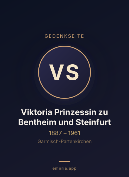 Gedenkportrait von Viktoria Prinzessin zu Bentheim und Steinfurt