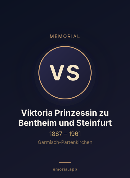 Memorial portrait of Viktoria Prinzessin zu Bentheim und Steinfurt