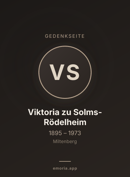 Gedenkportrait von Viktoria zu Solms-Rödelheim