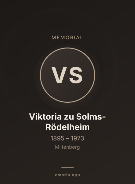 Memorial portrait of Viktoria zu Solms-Rödelheim