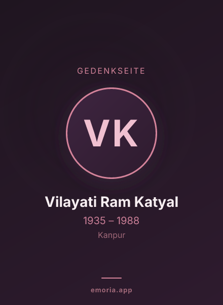 Gedenkportrait von Vilayati Ram Katyal