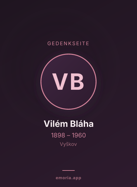 Gedenkportrait von Vilém Bláha