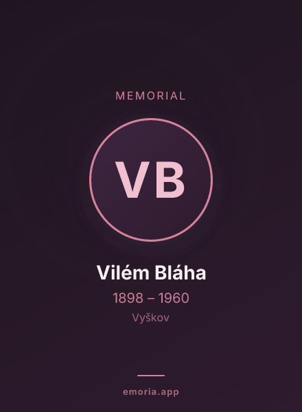 Memorial portrait of Vilém Bláha