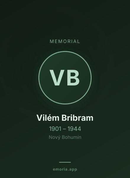Memorial portrait of Vilém Bribram