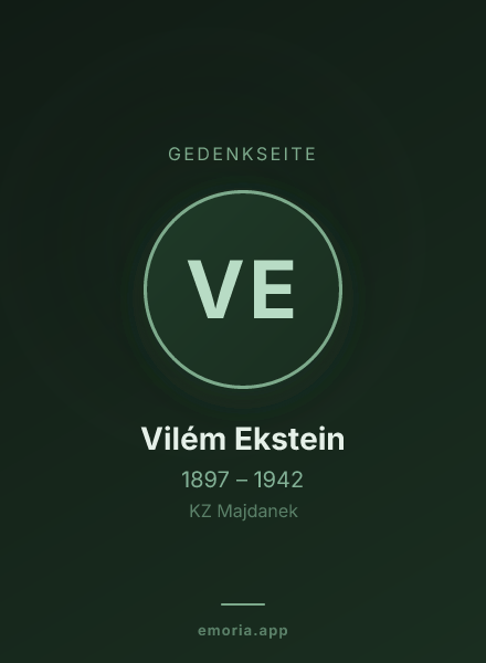 Gedenkportrait von Vilém Ekstein
