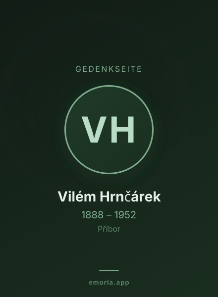 Gedenkportrait von Vilém Hrnčárek