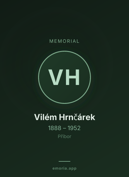 Memorial portrait of Vilém Hrnčárek