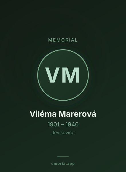 Memorial portrait of Viléma Marerová