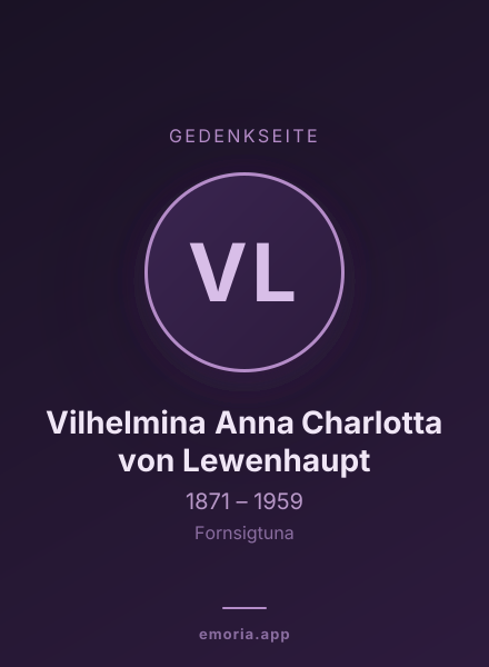 Gedenkportrait von Vilhelmina Anna Charlotta von Lewenhaupt