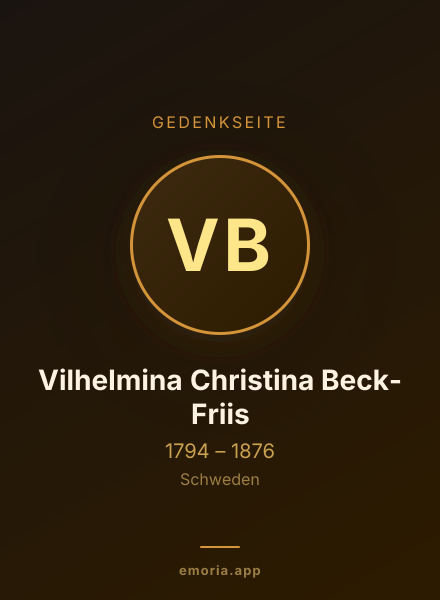 Gedenkportrait von Vilhelmina Christina Beck-Friis