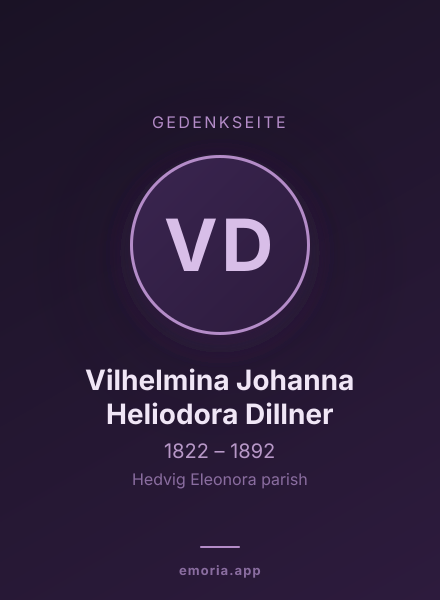 Gedenkportrait von Vilhelmina Johanna Heliodora Dillner