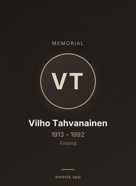 Memorial portrait of Vilho Tahvanainen
