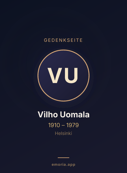 Gedenkportrait von Vilho Uomala