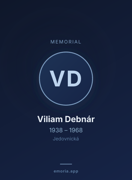 Memorial portrait of Viliam Debnár