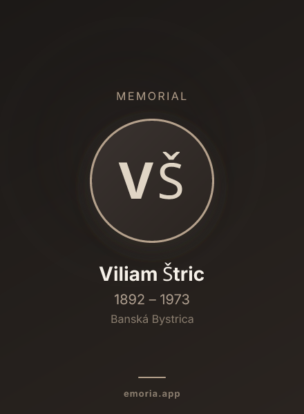 Memorial portrait of Viliam Štric