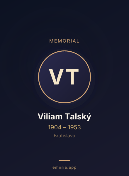 Memorial portrait of Viliam Talský