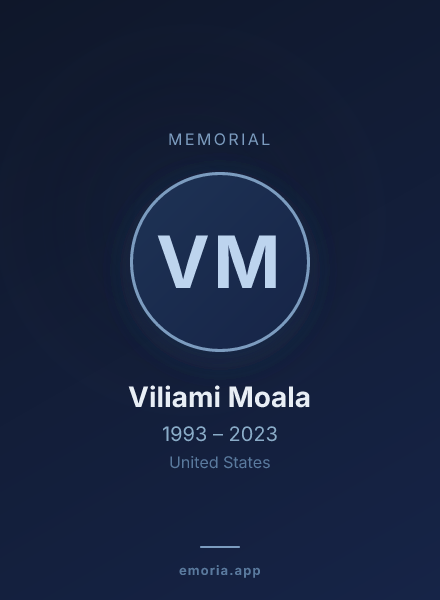Memorial portrait of Viliami Moala