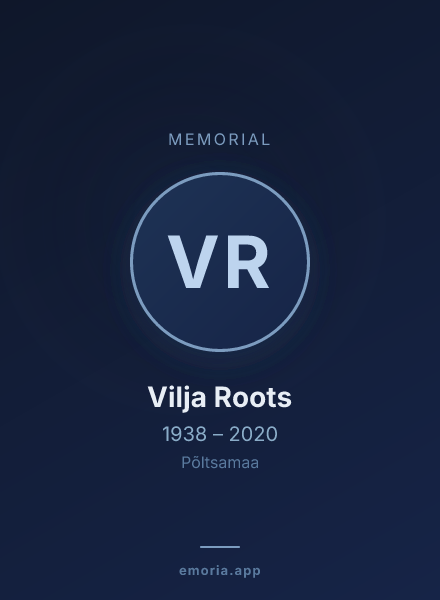 Memorial portrait of Vilja Roots