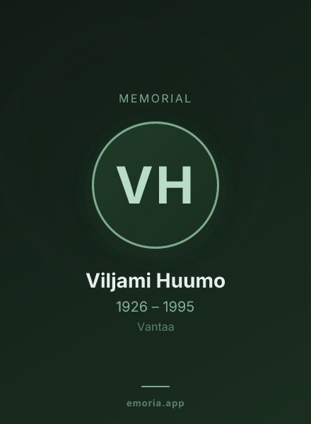 Memorial portrait of Viljami Huumo