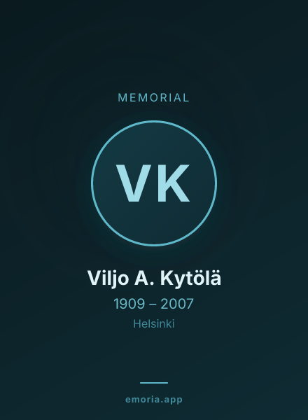 Memorial portrait of Viljo A. Kytölä