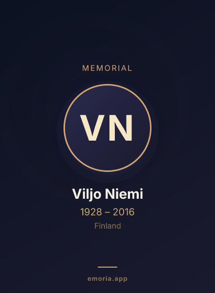 Memorial portrait of Viljo Niemi
