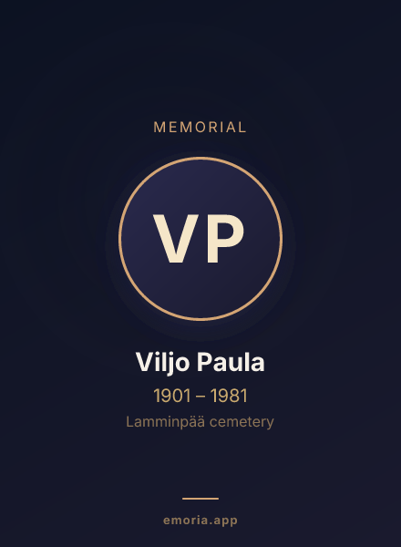 Memorial portrait of Viljo Paula