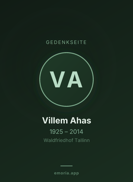 Gedenkportrait von Villem Ahas