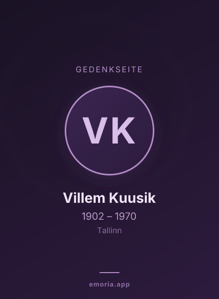 Gedenkportrait von Villem Kuusik
