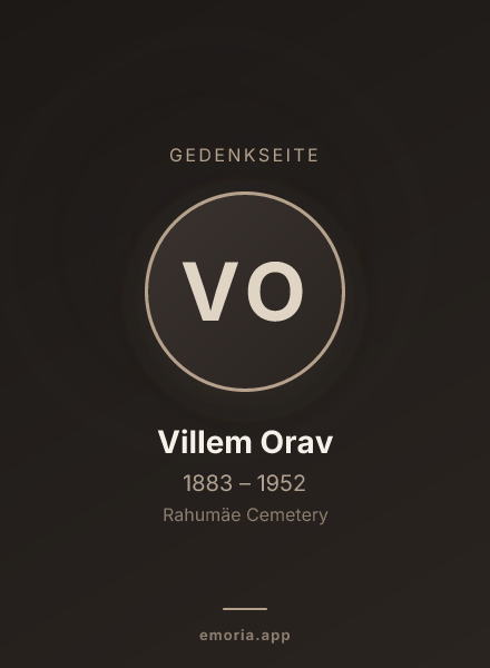 Gedenkportrait von Villem Orav