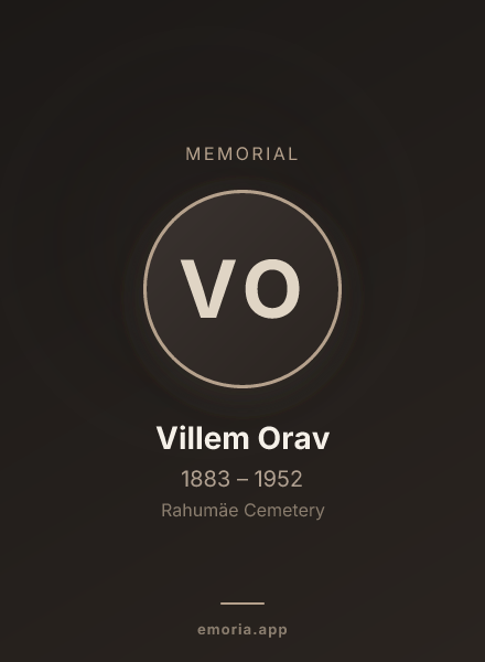 Memorial portrait of Villem Orav