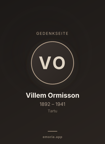 Gedenkportrait von Villem Ormisson