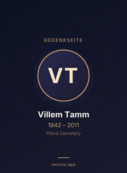 Gedenkportrait von Villem Tamm