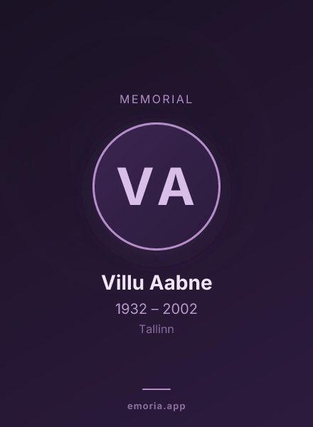Memorial portrait of Villu Aabne
