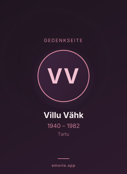 Gedenkportrait von Villu Vähk