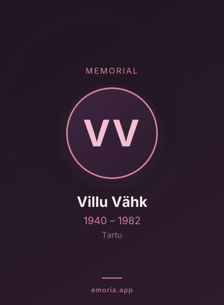 Memorial portrait of Villu Vähk