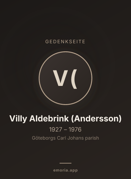 Gedenkportrait von Villy Aldebrink (Andersson)