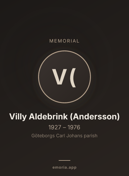 Memorial portrait of Villy Aldebrink (Andersson)