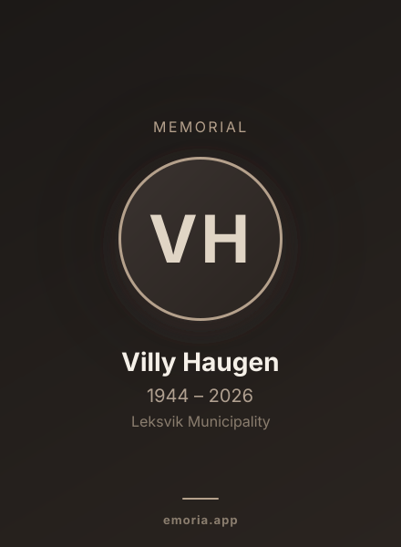 Memorial portrait of Villy Haugen
