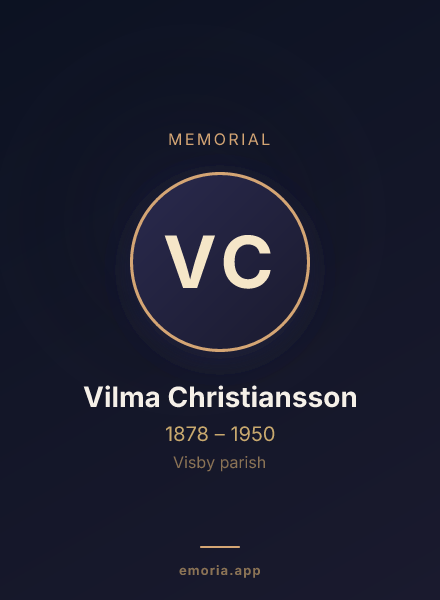 Memorial portrait of Vilma Christiansson