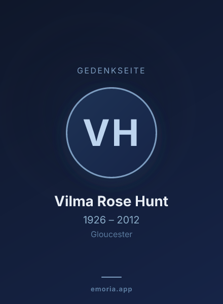 Gedenkportrait von Vilma Rose Hunt