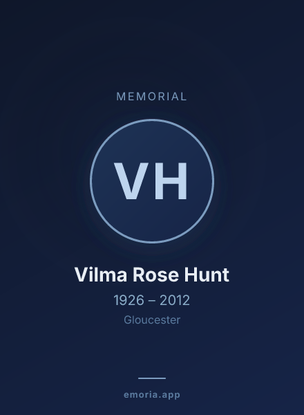 Memorial portrait of Vilma Rose Hunt