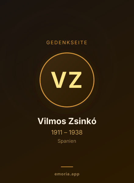 Gedenkportrait von Vilmos Zsinkó