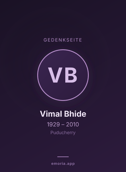 Gedenkportrait von Vimal Bhide
