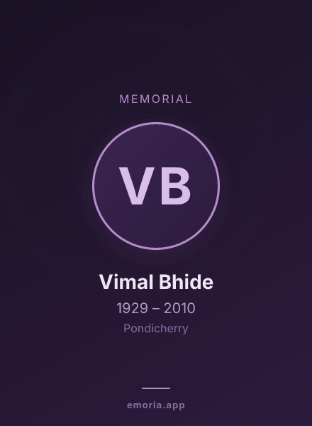 Memorial portrait of Vimal Bhide
